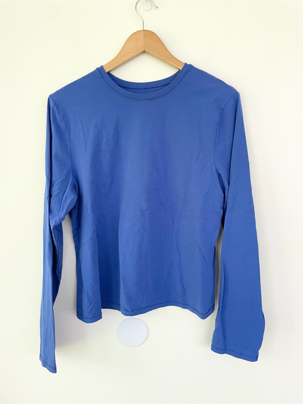 GAP Close Knit Jersey T-Shirt XXL in Dazzling Blue Long Sleeve Crew Crop Cotton